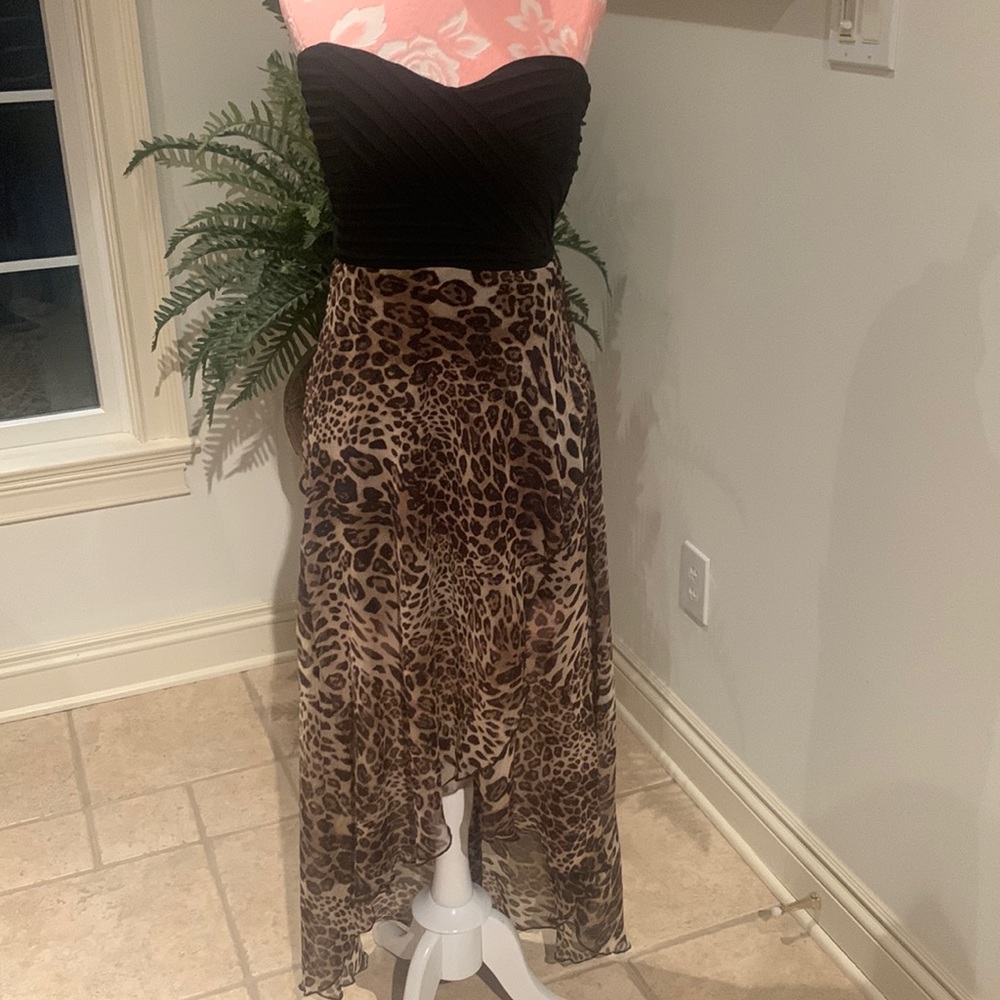 Strapless animal print dress